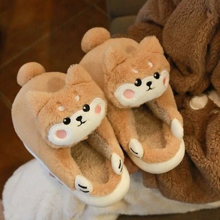 

CoCopeanut Cute Hug Cat Slipper for Women Kawaii Cuddle Animal Style Girls Home Slippers Winter Plush Warm Female Indoor Faux Fur Flip Flop