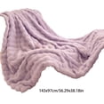 thumbnail image 2 of HCBY Solid Color Plush Fleece Throw Blanket, Extra Soft & Warm Cozy Blanket for Couch, Striped Design Decorative All Season Blanket for Sofa Bed Travel, Lightweight Gift Idea (Purple,59"x39"), 2 of 6