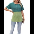 thumbnail image 1 of Blusas de Corta con Cuello Redondo y Botones para Mujer, y Verano 2025 Verde M, 1 of 10