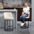 thumbnail image 5 of Newest Barrel Counter Stools with Backrest and Footrest, Modern Kitchen Island Stools, Beige (Set of 2), 5 of 13