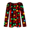 thumbnail image 5 of asdoklhq Mock Neck Tops for Women Christmas Christmas Women's Fashion Tees Casual Round Neck Loose T Shirt Long Sleeve Christmas Print Shirt Multicolor XL, 5 of 6