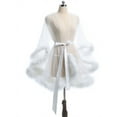 thumbnail image 7 of Sexy Feather Robe Seductive Mesh Perspective Sex Fur Bathrobe Passionate Waist Tightening Robe Dressing Gown (White,One Size), 7 of 7