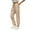 Khaki, variant on Womens Linen Pants Straight Leg Elastic Waisted Lounge Palazzo Pants Summer Beach Trousers With Pockets Army Green L