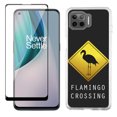 thumbnail image 1 of Slim-Fit Protective Phone Case compatible with Motorola Moto One 5G UW, with Tempered Glass Screen Protector, by OneToughShield ® - Flamingo, 1 of 3