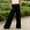 A_ Black, variant on Women's Summer Big Pocket Wide Leg Long Pants, Elastic Waist Drape Fabric Suit Style Trousers Khaki XL