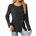 thumbnail image 5 of Scyoekwg Womens Tunic Tops Crew Neck Button Side Split Tunic Sweatshirt Long Sleeve T Shirts Dressy Casual Blouses Fall Tops Trendy Solid Color Loose Lightweight Pullover (Black,XXL), 5 of 5