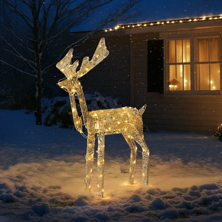 UBesGoo 3.6FT Outdoor Yard Decoration Set Christmas Reindeer with Shaking Heads with LED Light