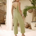 thumbnail image 3 of RKSTN Jumpsuits for Women 2024 V Neck Sleeveless Jumpsuits Spaghetti Straps Solid Color Loose Plus Size Long Pants Rompers with Pockets, 3 of 4