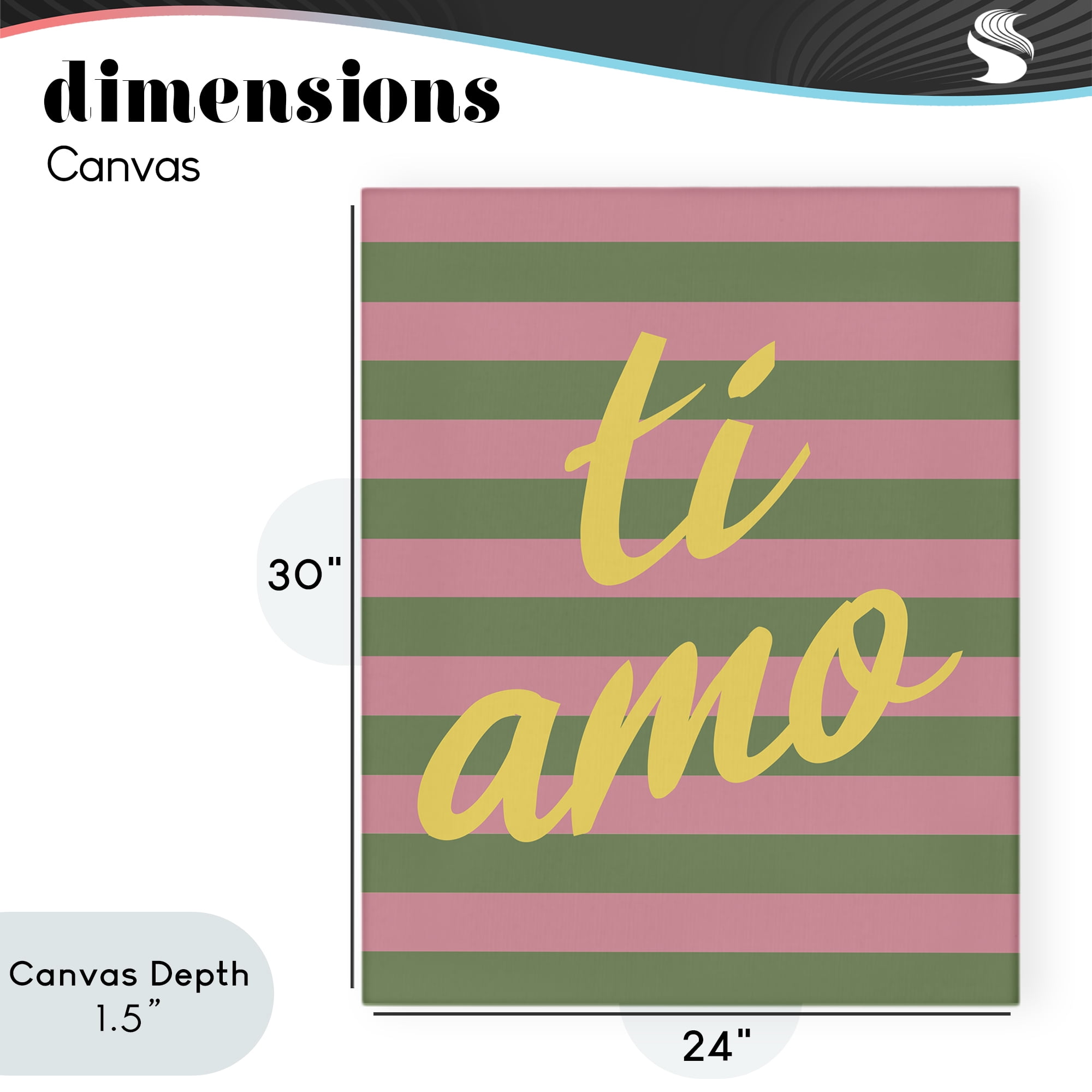 Stupell Industries Ti Amo Pink Green Stripes Canvas Wall Art, design by SD Graphics Studio