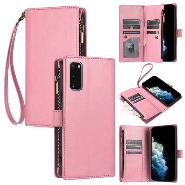 Compatible with Samsung Galaxy S20 5G Wallet Case Premium Zipper Large Space Flip PU Leather Cover
