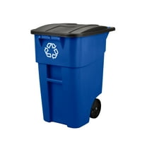 Rubbermaid Commercial Products 50 Gallon Rollout Trash Can, Blue