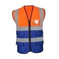 thumbnail image 3 of Chaleco reflectante de seguridad de alta visibilidad, ligero y con bolsillos para almacén. Naranja y azul, 3 of 9