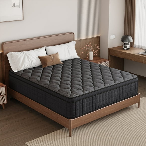 gunugu Matelas Hybri de 12 Pouces (Grand) Livré dans une Boîte, Matelas en Mousse à Mémoire de Forme avec Gel Rafraîchissant et Ressorts Ensachés Individuellement, Fermeté Moyenne
