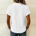 thumbnail image 6 of VBVC Women's Cotton Shawl Collar Blouse , Ladies' V-Neck Short Sleeve Casual Top , Breathable Everyday Summer Shirts For Women,White,S-2XL, 6 of 8