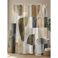 thumbnail image 4 of Fsddascl Abstract Black Brown Shower Curtain Set - 48" x 72" Washable Bathtub Curtain with 12 Hooks, Vintage Geometric Art Waterproof Fabric Stall Shower Curtains for Bathroom/Bathtub Décor, 4 of 6