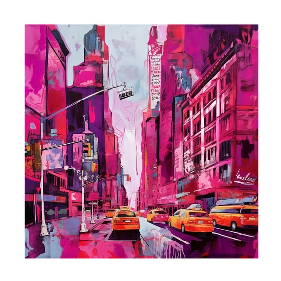 Canvas Wall Art - Ray Heere 'Pop Art New York Pink 2' Wall Art for Living Room, Bedroom, or Office Décor by Trademark Fine Art - 35 x 35 Inches