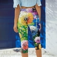 thumbnail image 4 of Leggings under $5! Cagogo Capri Leggings for Women Floral Print Plus Size Soft Stretchy Yoga Pants Workout Athletic Running Casual Summer Elastic Waist Knee Length Lounge Capri Leggings, 4 of 6