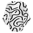 thumbnail image 6 of Abstract Black White Wavy Lines Women's V-Neck Blouse With 3/4 Ruffled Bell Sleeves Casual Top Ladies Blouses, 6 of 7