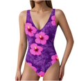 thumbnail image 6 of Lopeceal Women Ribbed One Piece Swimsuit Swim Suits V Neck Bathing Suits High Cut Adjustable Strap Monokini Swimwear, 6 of 6