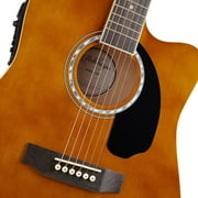 Ashthorpe Thinline Cutaway Acoustic Electric Guitar with 10-Watt Amp, Brown