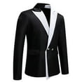 thumbnail image 2 of Wrtxtat Men's Tuxedo Jacket Slim Fit Two Button Notched Lapel Blazer with Pockets Fashion Solid Color Prom Wedding Party Sport Coats Black XXL, 2 of 9