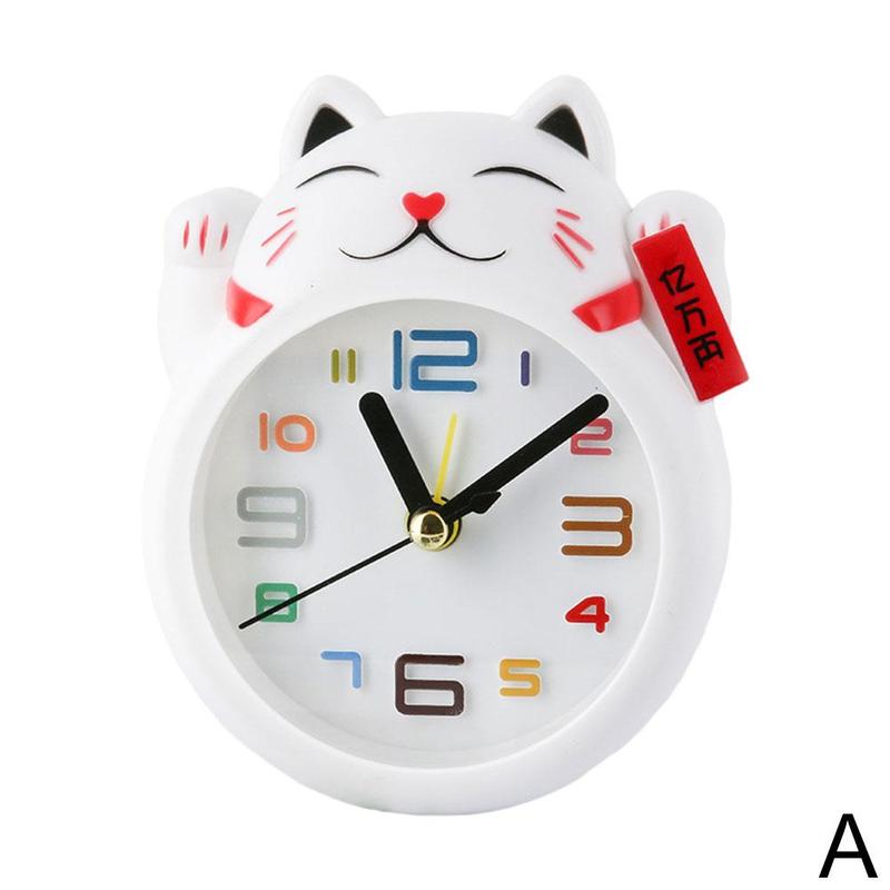 Chinese Lucky Cat Clock Feng Shui Figure Clock in Colourful Kid Alarm