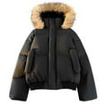 thumbnail image 4 of YueHuiYing Men's Solid Color Stylish Hooded Detachable Collar Thickened And Warm Padded Coat Long-sleeved Jacket., 4 of 8