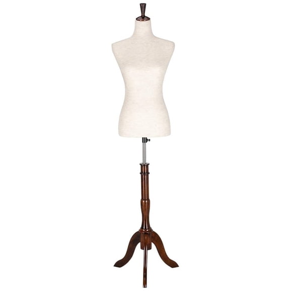 Beran7 Upgraded Female Dress Form, Mannequin Torse Body with Adjustable Rubber Wood Stand for Dress Jewelry Display (White, 6-8)