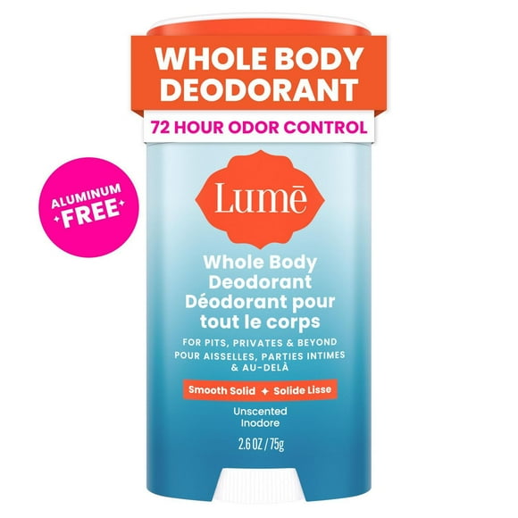 Lume Whole Body Women’s Deodorant - Smooth Solid Stick - Aluminum Free - Unscented - 2.6oz, 2.6oz