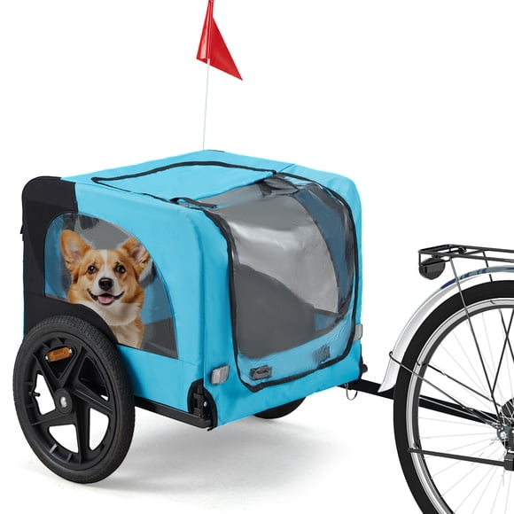 40" Danrelax Dog Bike Trailer, Large Pet Bicycle Carrier for Small and Medium Dogs Up to 88 lbs, Easy Folding Cart Frame, Quick Release Wheel, Universal Bicycle Coupler, Blue