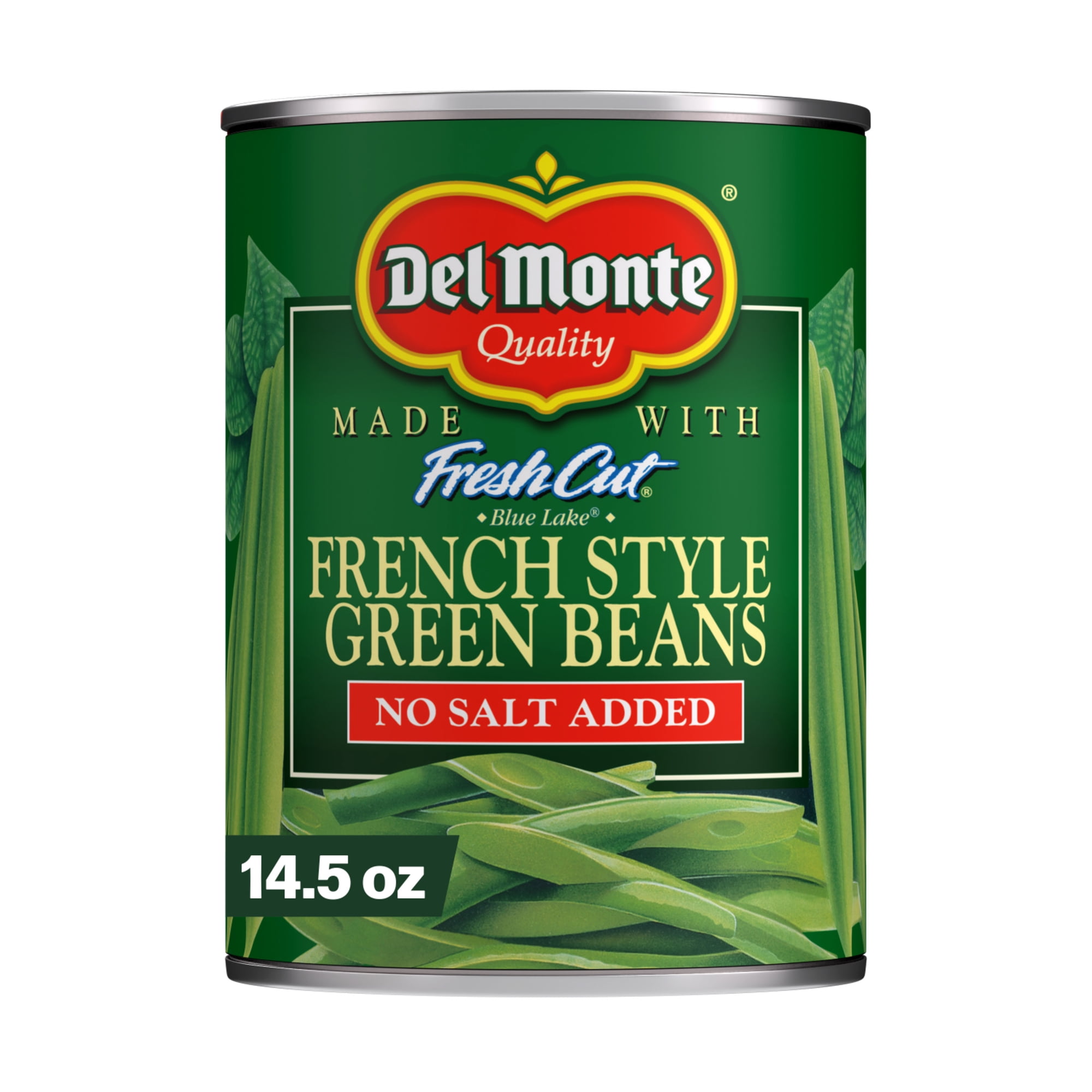 Del Monte Blue Lake No Salt Added French Style Green Beans, Canned Vegetables, 14.5 oz Can