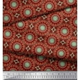 thumbnail image 2 of Soimoi Red Japan Crepe Satin Fabric Mandala Geometric Print Fabric by the Yard 42 Inch Wide, 2 of 3