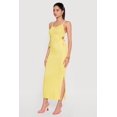 thumbnail image 2 of Women's Ribbed Knit Drawstring Keyhole Detail Side Slit Maxi Dress, 2 of 3
