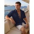thumbnail image 3 of RICHCOIN Mens Linen Shirts Short Sleeve Button Down Dress Shirts for Men Casual Summer Tops Beach, 3 of 7