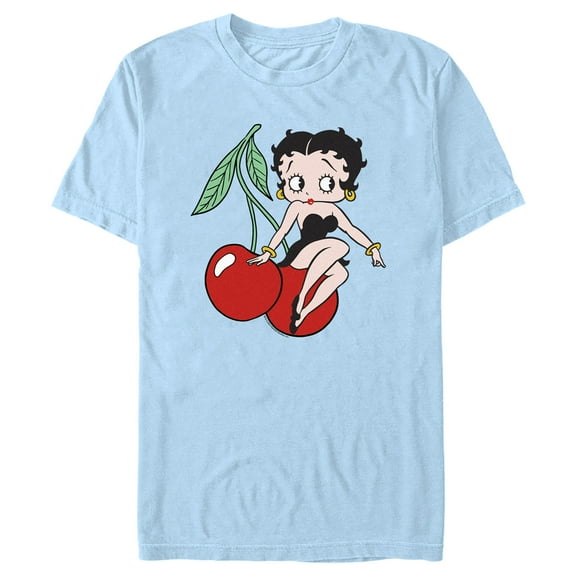 Men's Betty Boop Cherries Betty  Graphic Tee Light Blue X Large