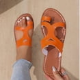 thumbnail image 6 of Sandals Woman, Womens Strappy Sandals, Braided Sandals for Women, Sandals With Back Strap, Women's Cross Strappy Leather Flats Sandal Cute Dressy Toe Ring Open Toe Slip On Slide Sandals, Saffron 7, 6 of 7