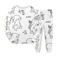 thumbnail image 3 of HOWPAY Easter Girls Outfits Bunny Floral Print Crew Neck Long Sleeve Tops and Elastic Jogger Pants Pj Sets Causal Soft 2 Piece Sleepwear White, 3 of 3