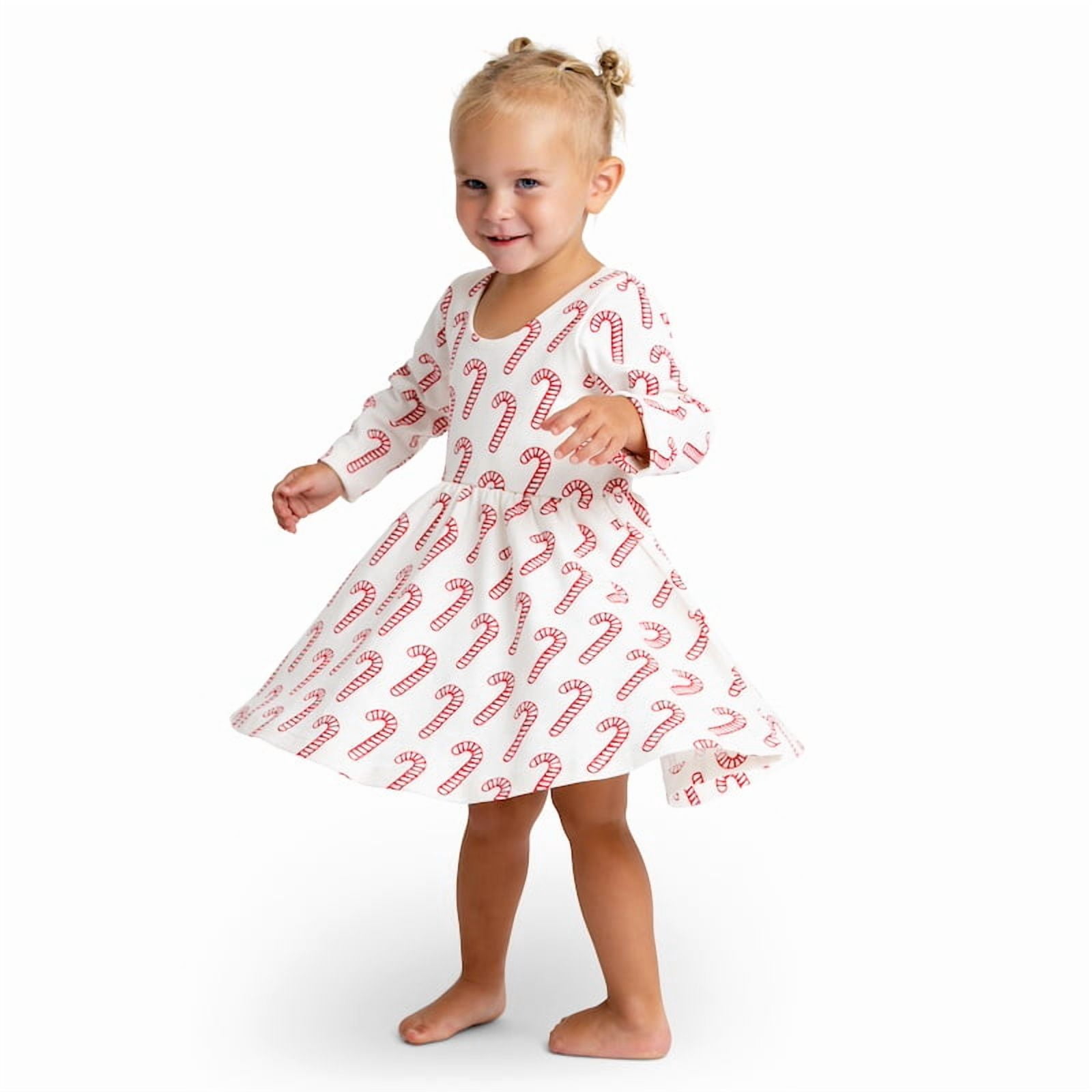 M+A by Monica + Andy Organic Cotton Long Sleeve Let's Dance Dress, Sizes 12-18M-5T