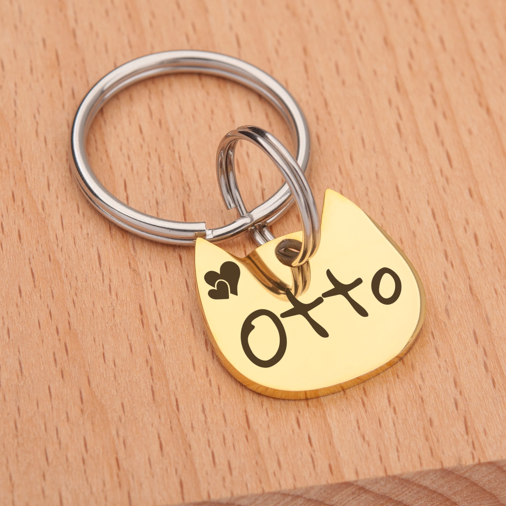 Cat Tag Personalized - Cat Id Tag - Pet Tags Cat - Cat Name Tag - Star and Moon Icon Pet Tag - Cute of Cat Tag Kitten Head Shape Tag