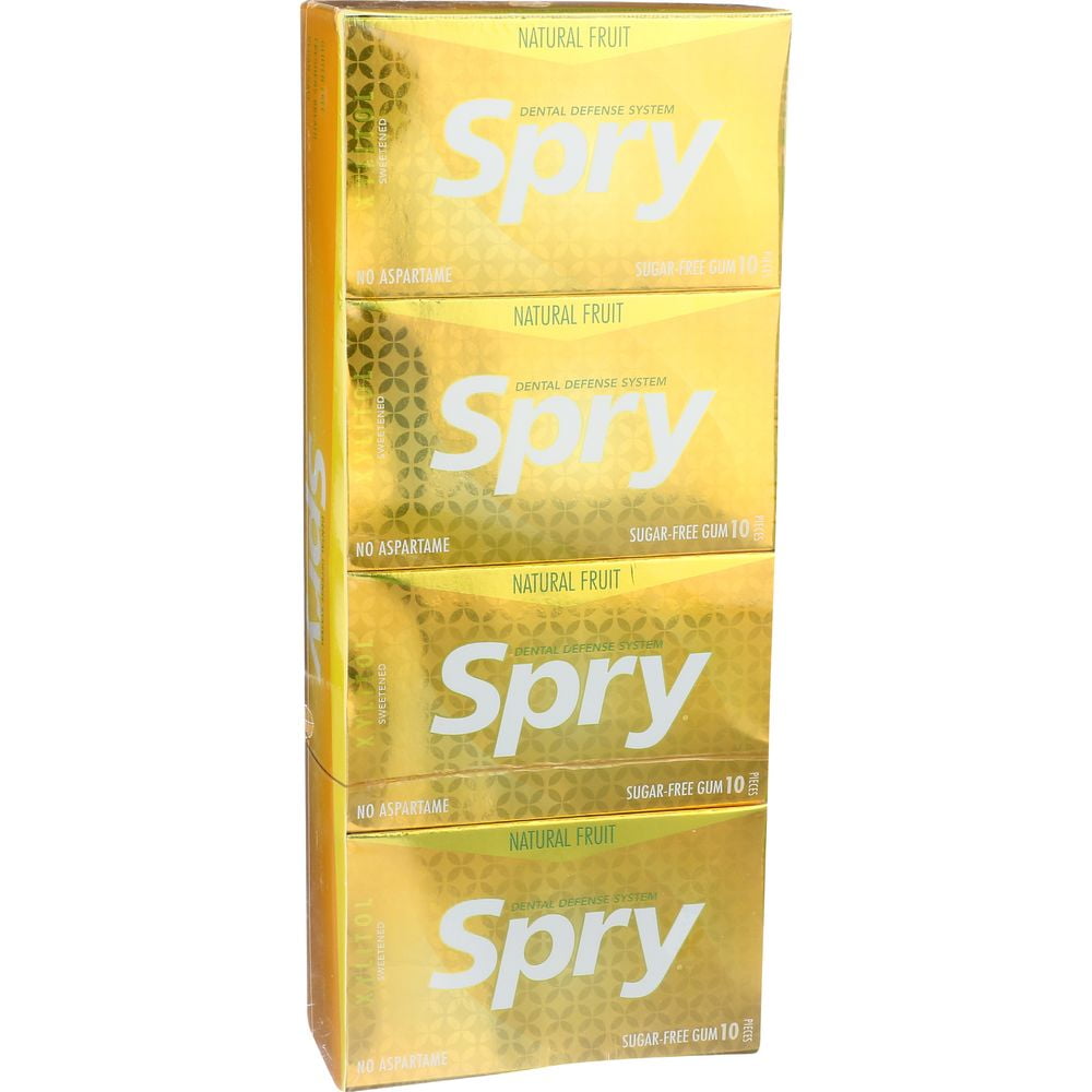 Spry Fresh Fruit Chewing Gum - 10 per pack -- 20 packs per Case.