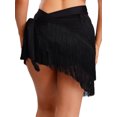 thumbnail image 4 of Haitryli Womens Belly Dance Hip Scarf Tiered Tassel Waist Chain Lace Up Skirt For Salsa Tango Black One Size, 4 of 6