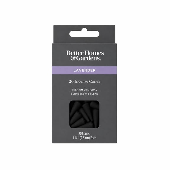 Better Homes & Gardens 1" Premium Charcoal Incense Cones, Lavender, 20 Pack