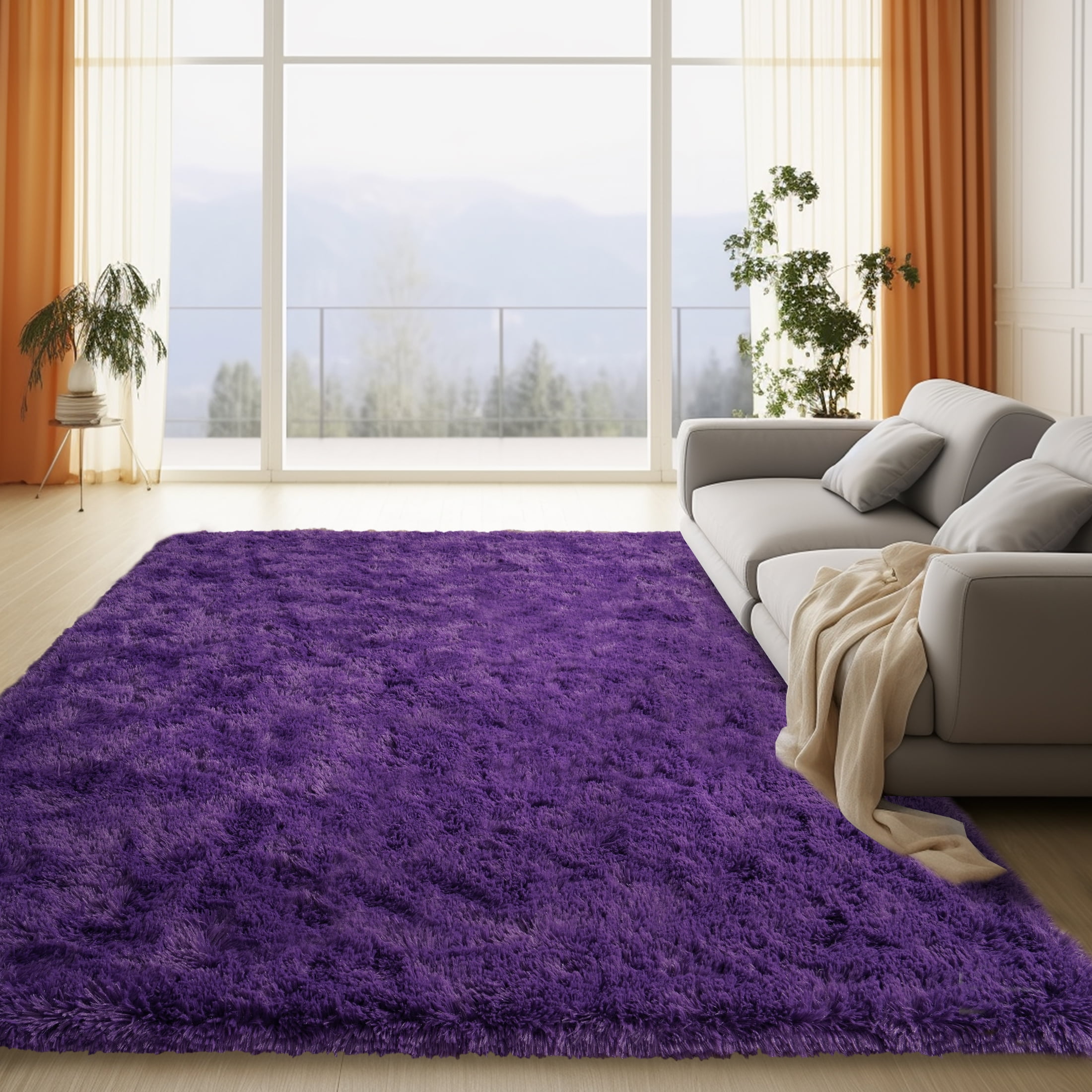 Socofuz Soft Fluffy Rugs for Bedroom, Anti-Skid Durable Rectangular Modern Carprt for Nursery Living Room Home Decor, 6x9ft, Grape Purple