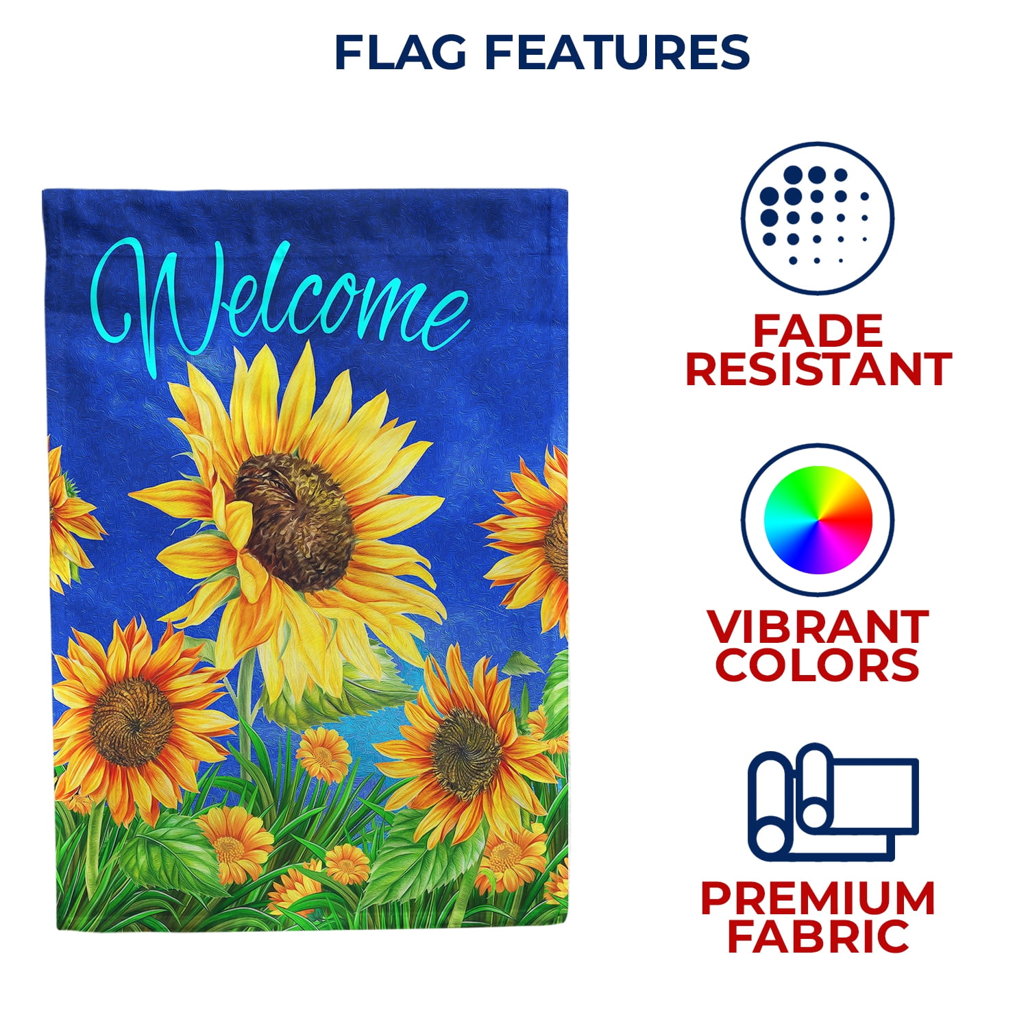 America Forever Welcome Sunflower Summer Floral House Flag 28 x 40 inches Yellow Floral Blue Sky Spring Blossom Double Sided Seasonal Yard Outdoor Decorative Happy Summer House Flag