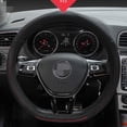 thumbnail image 2 of Funda para volante tipo D - Protector de volante de coche de fondo plano para hombres y mujeres - Diámetro en forma de corte D 38 cm (15 ") Cuero de PU Negro, 2 of 5