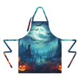 thumbnail image 2 of Halloween Night Scene Apron-Garden Aprons for Women with Pockets-Cotton Linen Waterproof Kitchen Cooking Gardening Aprons Adjustable for Kitchen,Cooking,BBQ and Salon 32"x27", 2 of 7
