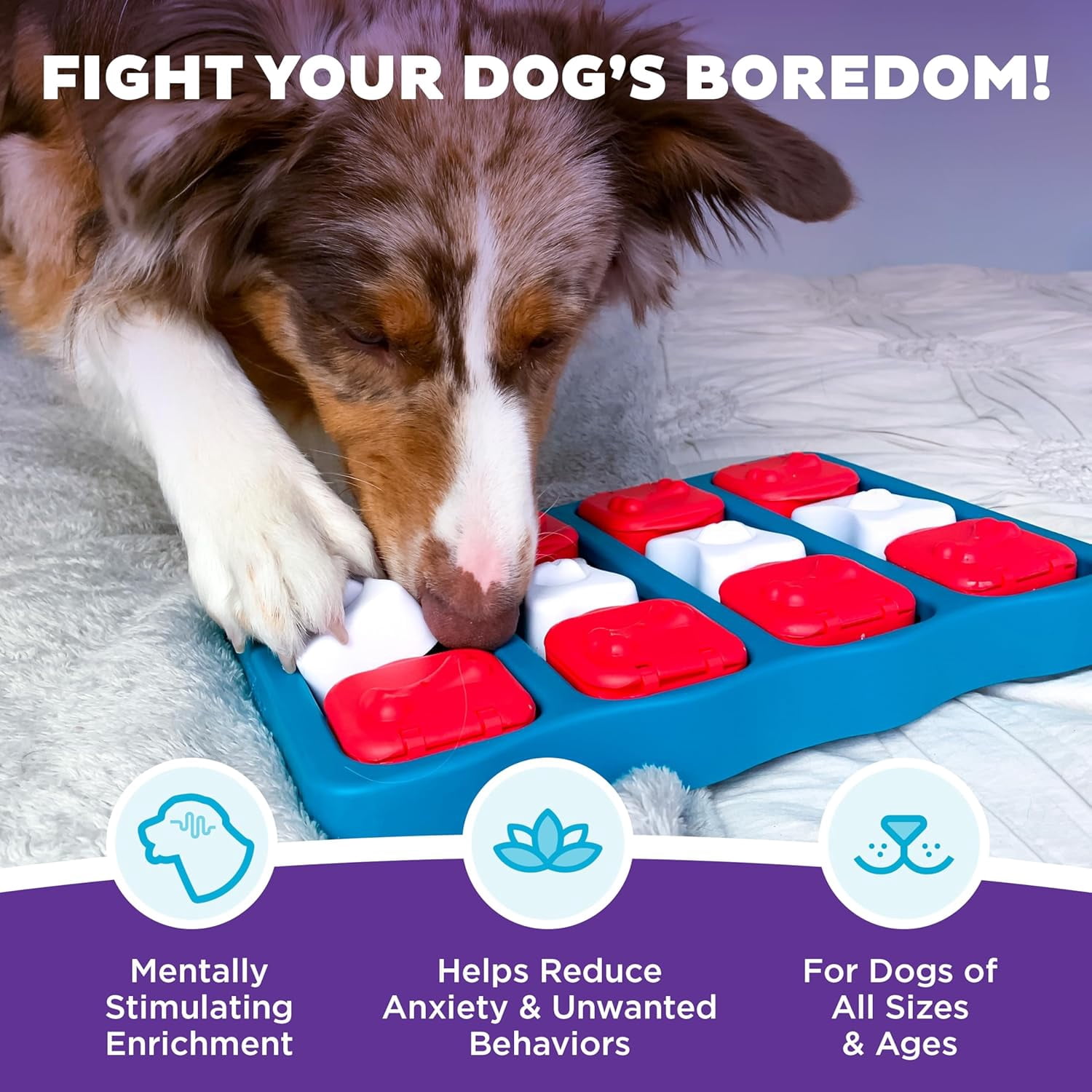 by Nina Ottosson Dog Brick – Interactive Treat Puzzle Enrichment Toy, Level2 Intermediate