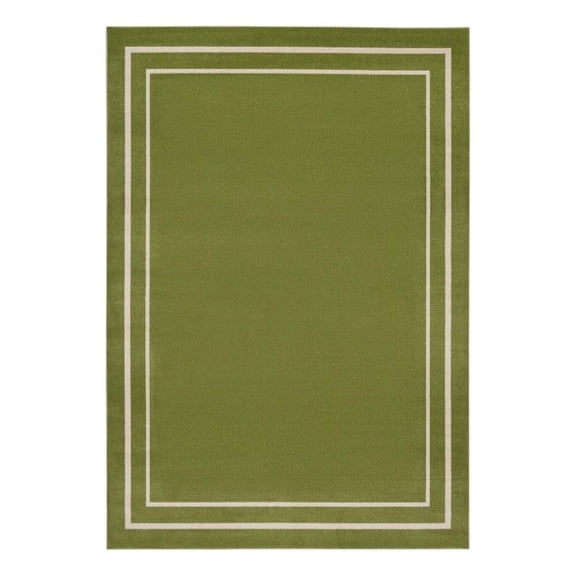 Pemberly Row 8' x 10' Green Ivory Contemporary Indoor/Outdoor Rug