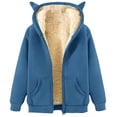 thumbnail image 5 of Plain Basic Fleece Lined Zip Up Hoodies for Women Winter Long Sleeve Thick Hooded Sweatshirt with Pockets Jacket Coat, 5 of 6