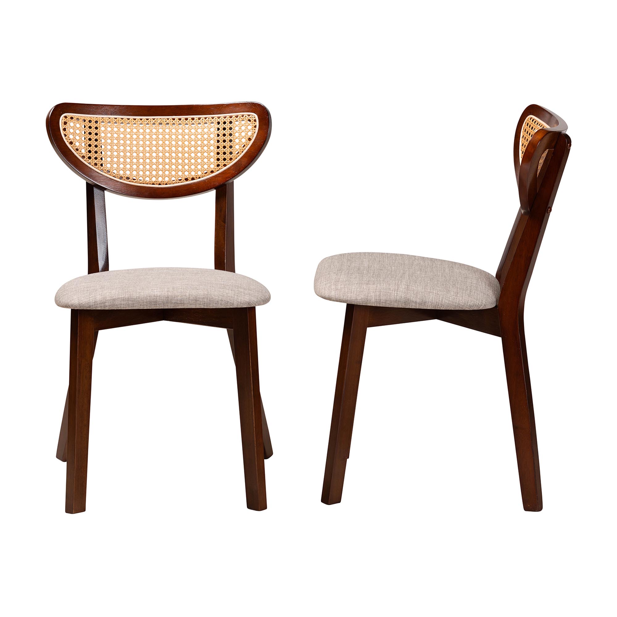 Baxton Studio Dannell Mid-Century Modern Grey Fabric and Walnut Brown Finished Wood 2-Piece Dining Chair Set